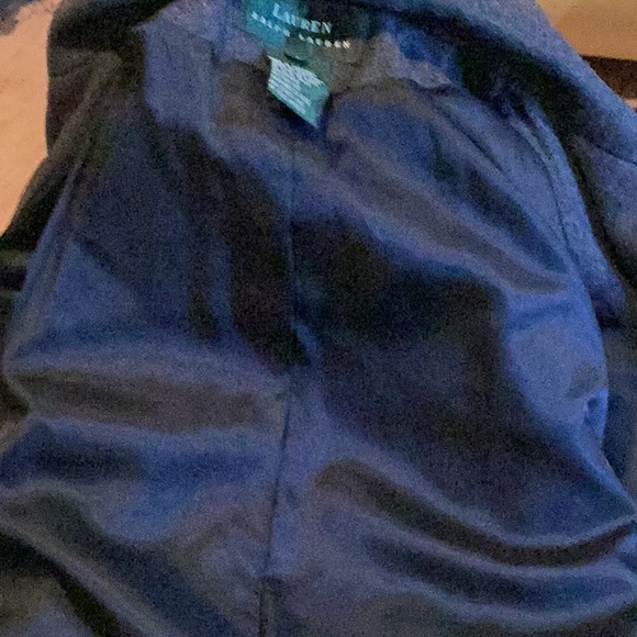 LAUREN Ralph Lauren BLUE TWEED MOTO LAMBSWOOL JACKET SZ. 10 & WOOL/SILK SCARF - Picture 13 of 14